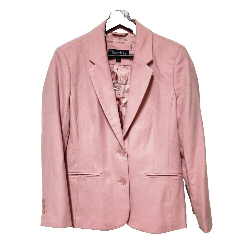 Chadwicks of Boston Wool Blend Blazer Women 8P Pink Two Button Lined Lightweight
